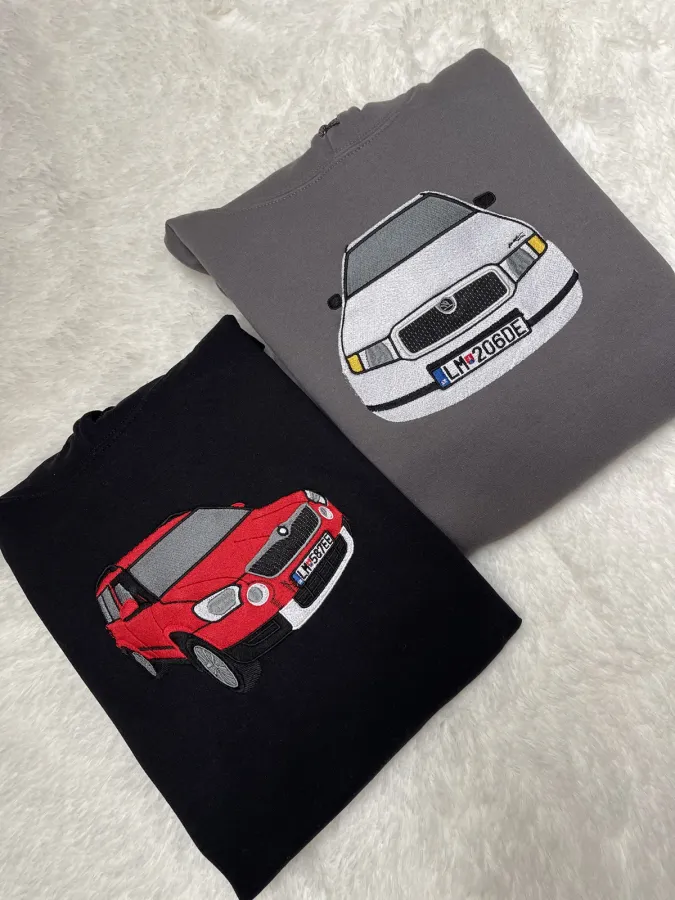 Vyšívané auto na textile