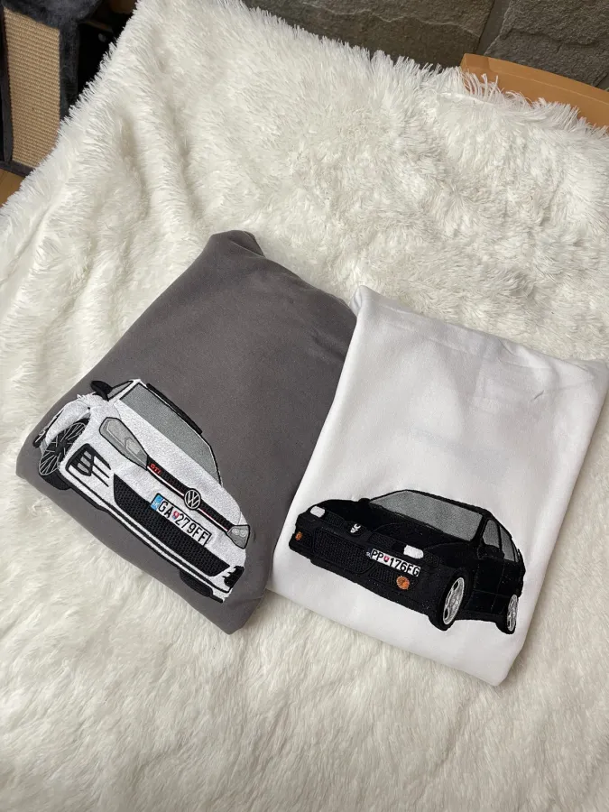 Vyšívané auto na textile